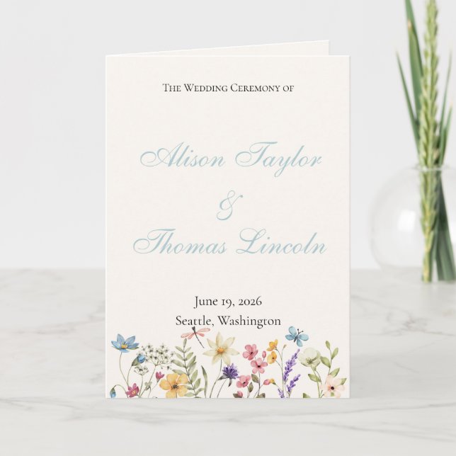 Programa Whimsical Wildflowers Meadow Wedding  (Anverso)