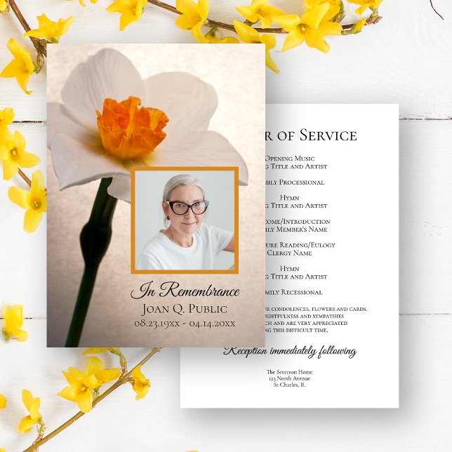 Programa White Daffodil Spring Funeral Memorial Service (Subido por el creador)