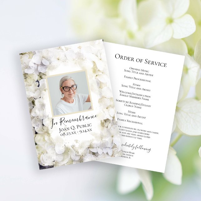 Programa White Hydrangea Flowers Funeral Memorial Service (Subido por el creador)
