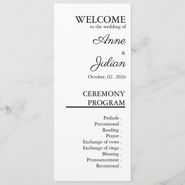 Programa White Modern Minimalist Bridal Program QR Code (Anverso)