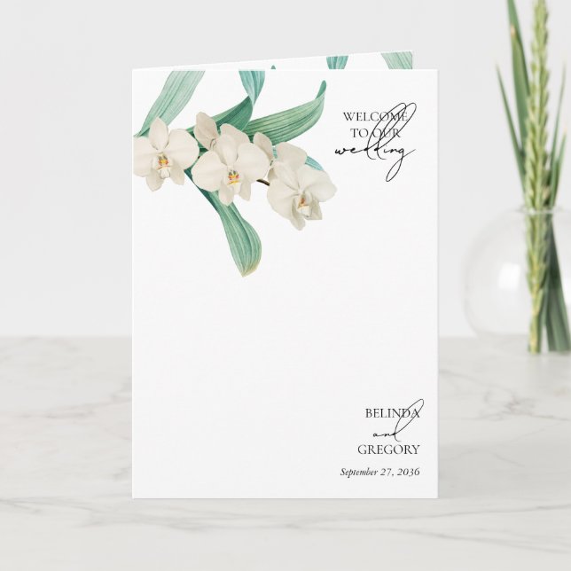 Programa White Orchids Floral Wedding Order of Service (Anverso)