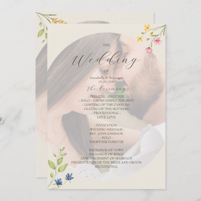 Programa Wildflower Photo Wedding Program (Anverso / Reverso)