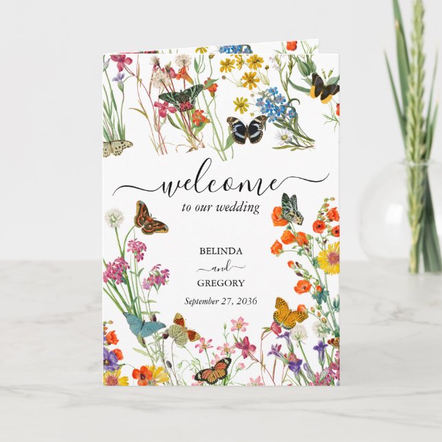 Programa Wildflowers Mariposas Boda Orden de servicio (Anverso)
