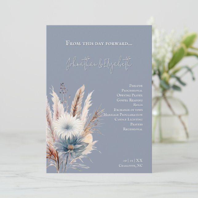 Programa Winter Boho Floral Boda | Azul (Anverso de pie)