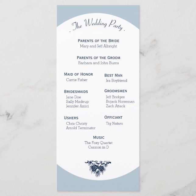 Programa Winter Mountain Pines Wedding Program Light (Anverso)