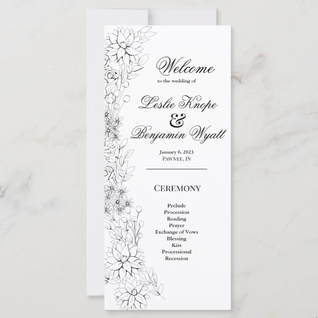 Programa Wreath de Dahlia en blanco y negro (Anverso)