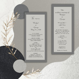 programa y menú de boda minimalista elegante gris