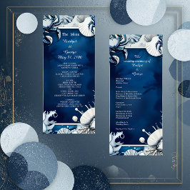 programa y menú de bodas de vibe azul y blanco