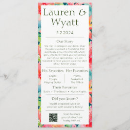 Programa y menú de matrimonio tropical de dos hech