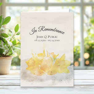 Programa Yellow Daffodils Watercolor Funeral Service plegad
