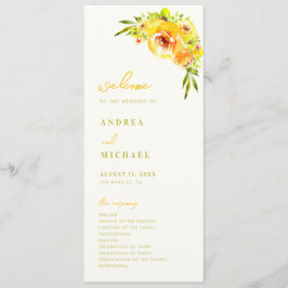 Programa Yellow Green Summer Floral Vibrant Bloom Wedding