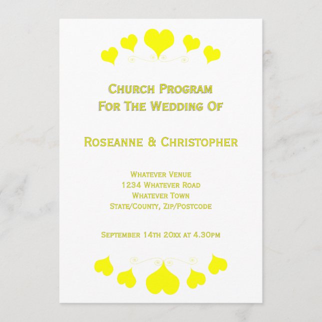 Programa Yellow Hearts Design Wedding (Anverso)