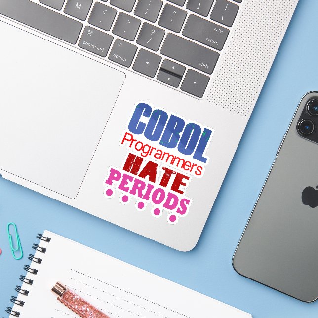 Programadores de Cobol Odian Períodos Pegatina (Ordenado portátil con iPhone)