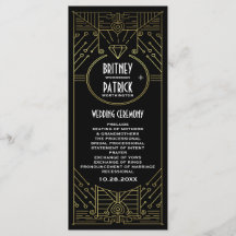 Programas Art Deco Vintage Gold y Black Wedding
