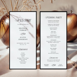 Programas clásicos de boda elegantes en blanco y n