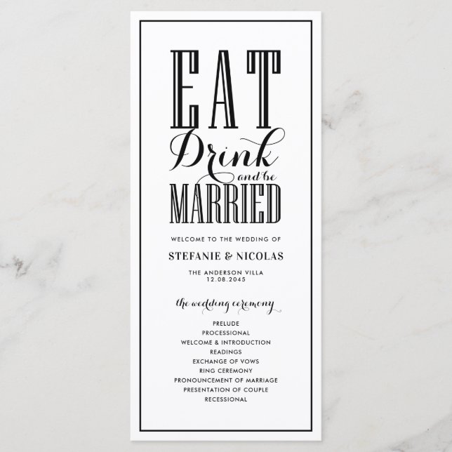 Programas de boda Black | Eat Drink and be Married (Anverso)