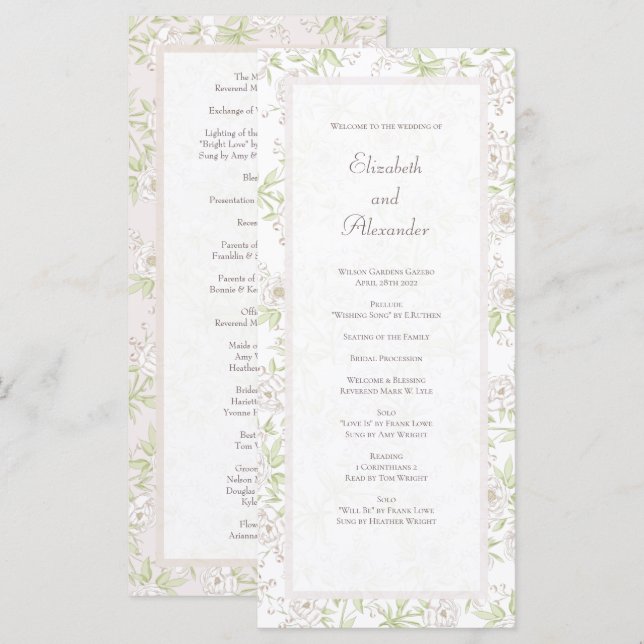 Programas de Boda Clásicos Rosa Blanca (Anverso / Reverso)
