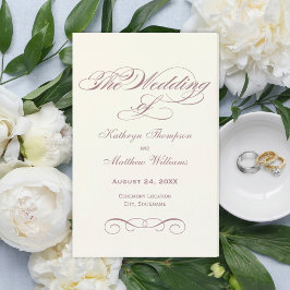 Programas de Boda con Caligrafía de Marfil Malva E