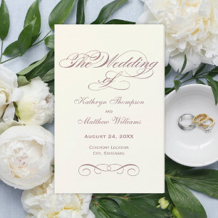 Programas de Boda con Caligrafía de Marfil Malva E