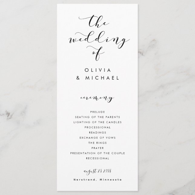 Programas de Boda con Caligrafía de Remolinos Dive (Anverso)