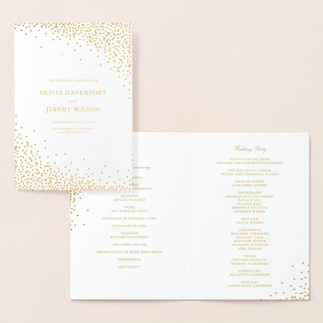 Programas de Boda con Confeti de Papel de Oro Mode (Demostración)