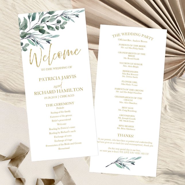 Programas de Boda con Hojas de Eucalipto 4x9 (Subido por el creador)