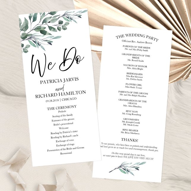 Programas de Boda con Hojas de Eucalipto Verde (Subido por el creador)