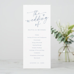 Programas de Boda con Letra a Mano Azul Polvorient