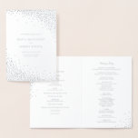 Programas de boda con puntos de confeti de papel m<br><div class="desc">Unos programas de boda plegados modernos y elegantes que presentan tipografía moderna y puntos de confeti. Estos programas de boda serán perfectos para bodas formales y bodas de Navidad. La parte delantera y trasera de la tarjeta están impresas con papel metálico plateado REAL. El interior de la tarjeta no es...</div>
