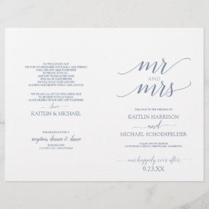 Programas de Boda con Tipografía Elegante Dusty Bl