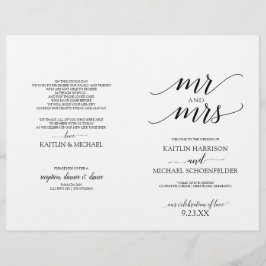Programas de Boda con Tipografía Elegante en Negro