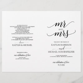 Programas de Boda con Tipografía Elegante en Negro