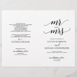 Programas de Boda con Tipografía Elegante en Negro