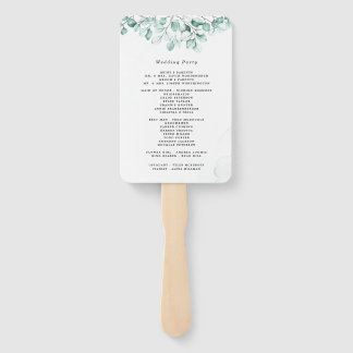 Programas de boda de abanico de mano de eucalipto