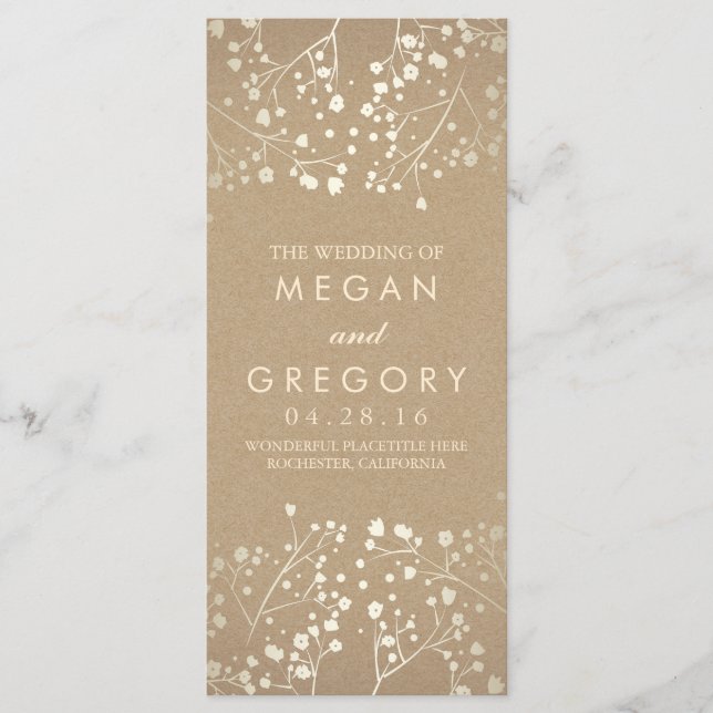 Programas de Boda de Aliento de Bebé Dorado (Anverso)