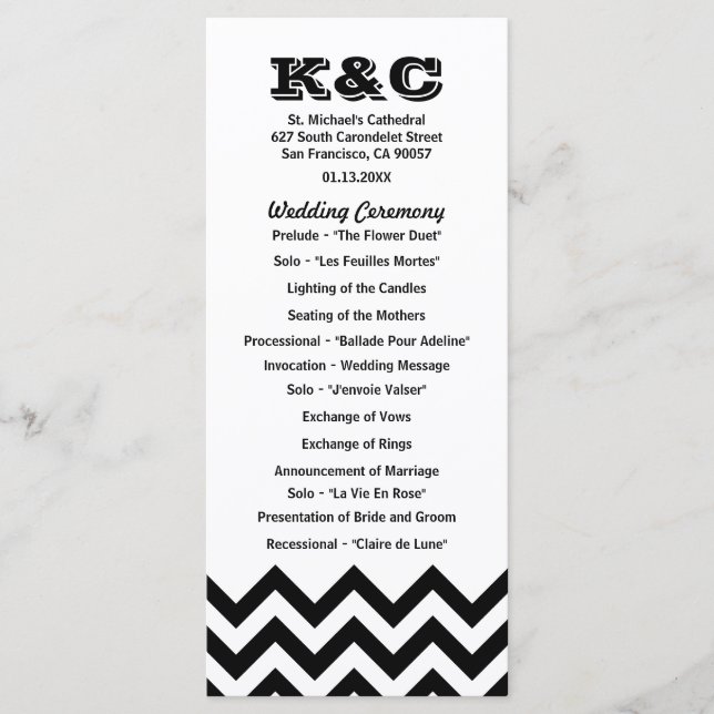 Programas de Boda de Chevron (Anverso)