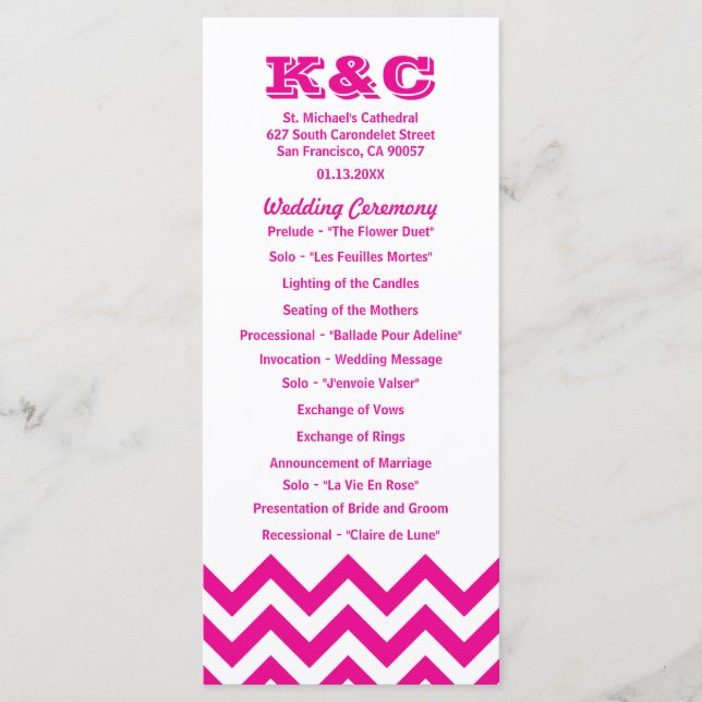 Programas de Boda de Chevron (Anverso)