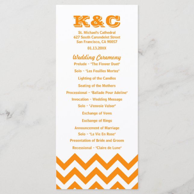 Programas de Boda de Chevron (Anverso)