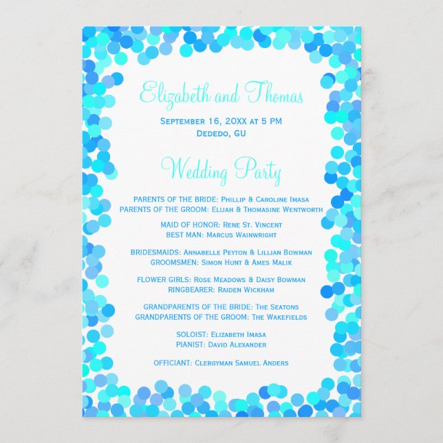 Programas de boda de Confetti (Anverso)