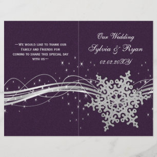 programas de boda de Copos de Nieve púrpura doblad