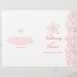 Programas de boda de coral blanco con estrellas de