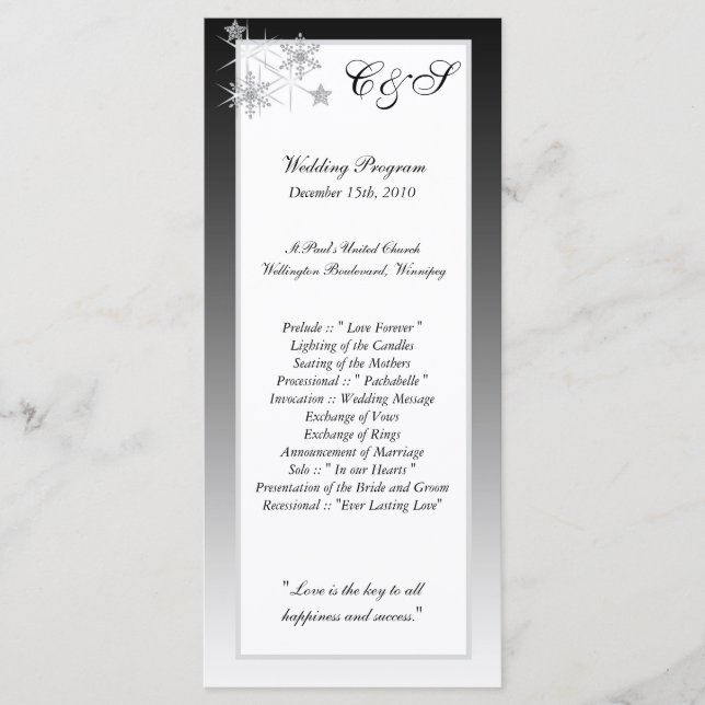 Programas de Boda de Diamantes de Invierno (Anverso)