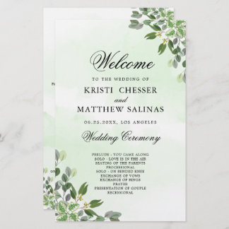 Programas de Boda de Eucalyptus Greenery
