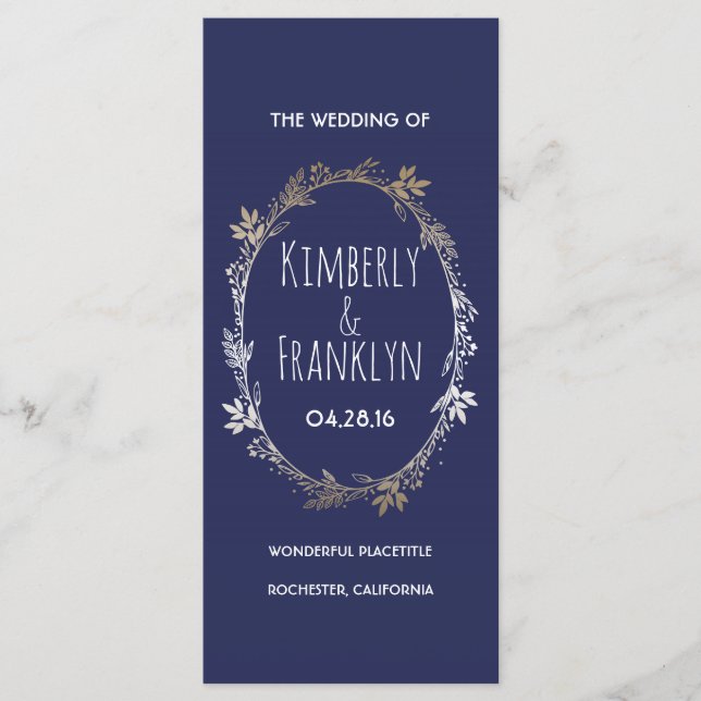 Programas de Boda de Flores de Oro y Marina (Anverso)