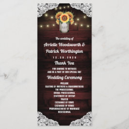 Programas de boda de frasco de albañil de girasol 