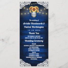 Programas de Boda de Frasco de Mason de Girasol co