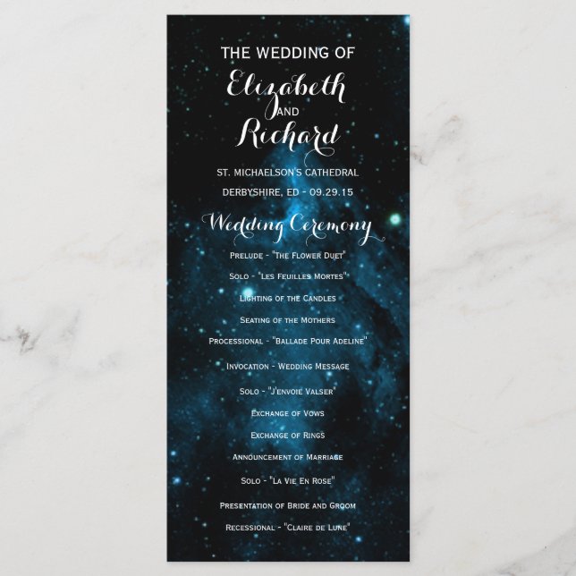 Programas de Boda de Galaxia Azul (Anverso)