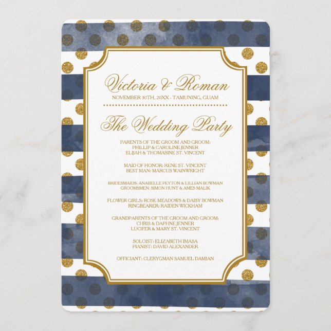 Programas de Boda de Glamour Gold Purpurina (Anverso)