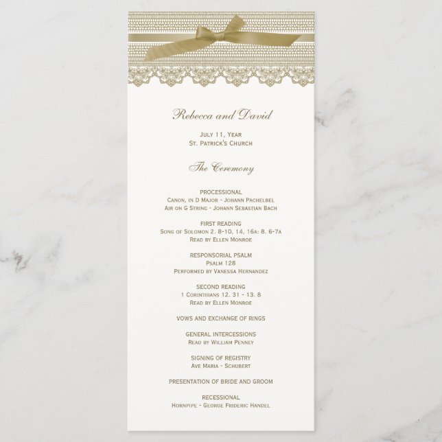 Programas de boda de Lace y Ribbon (Anverso)