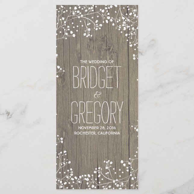 Programas de boda de maderas rústicas para la resp (Anverso)